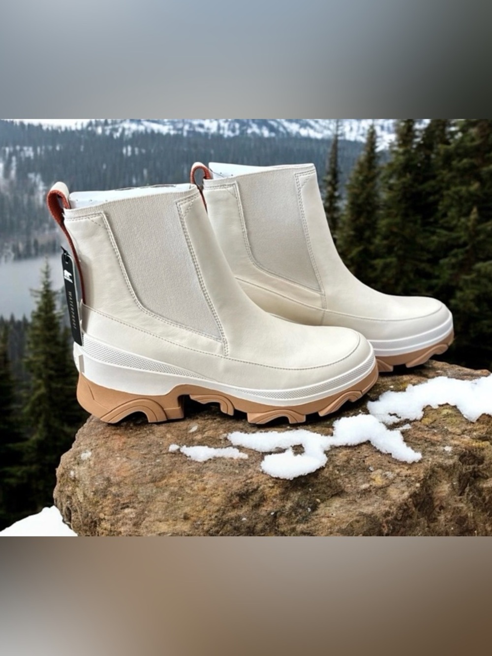Sorel Size 11 Brex Chelsea Waterproof Leather Boot Natural Sea Salt Gum Sole